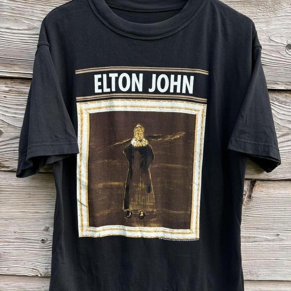 Elton John Black White Graphic Tee Size Xl